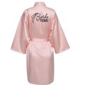 Wedding Party Team Bride Robe With Black Letters Kimono Satin Pajamas Bridesmaid Bathrobe NLJY002.