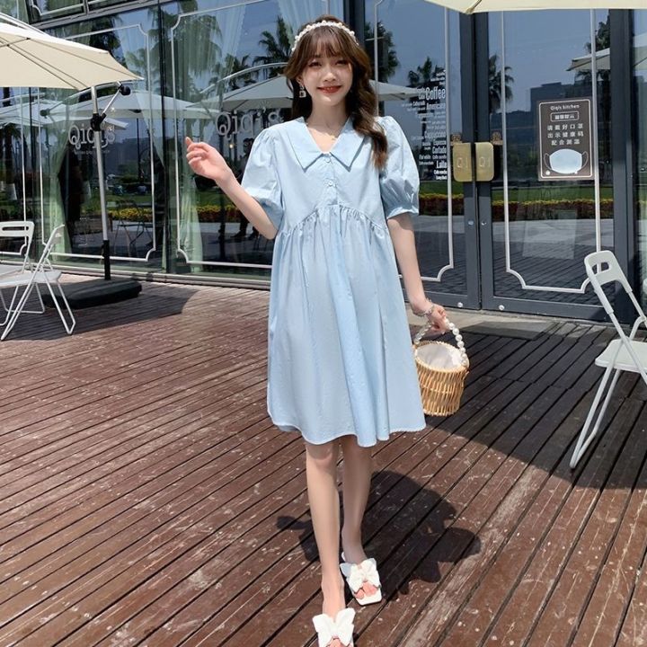 Maternity%20Clothes%20Summer%20Clothes2023New%20Fashion%20Mom%20Korean%20Style%20Loose%20Fashion%20Small%20Simple%20Slimming%20Large%20Size%20Dress%20Summer%20-%20Image%203
