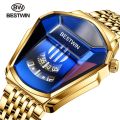2021 BESTWIN Luxury Brand Sport Military Watch Men Gold Stainless Steel Quartz Waterproof Wrist Watches Clock Relogio Masculino.