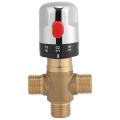 JAEEE Thermostatic Mixing Valve Solid Brass G1/2 for Shower System Water Temperature Control Pipe Basin Thermostat Control.
