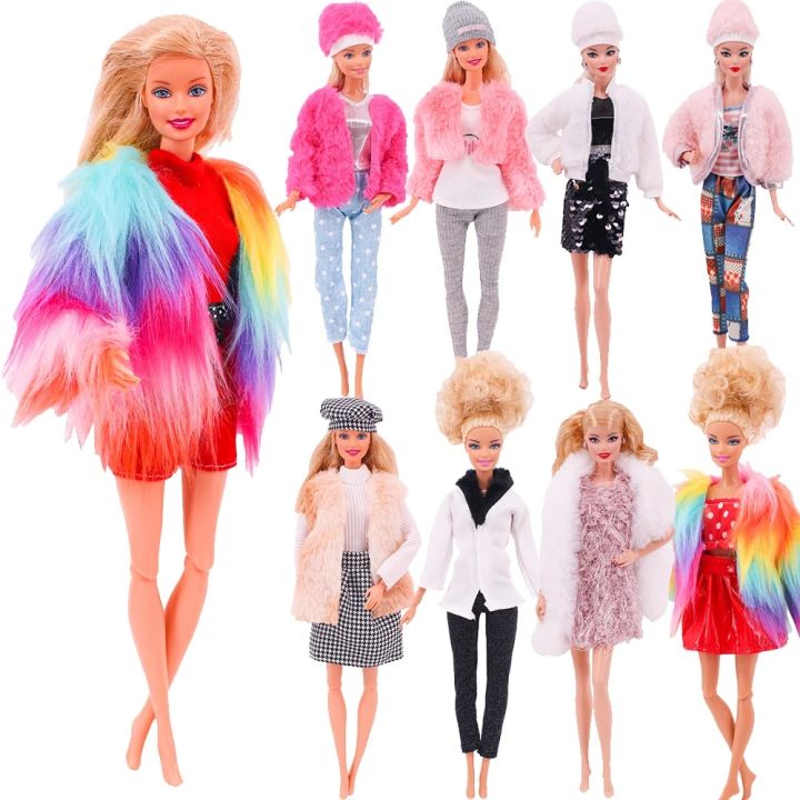 Barbies Doll Clothes Fashion Coat Plush Tops Pants Hats Casual