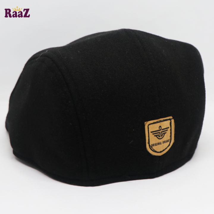Black%20Wool%20Fabrics%20Newsboy%20Golf%20Cap%20-%20Image%203
