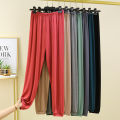 Modal Anti Mosquito Pants Women's Summer Thin Loose Large Size Pajamas High Waist All-Matching Solid Color Casual Ankle-Tied Long Pants.