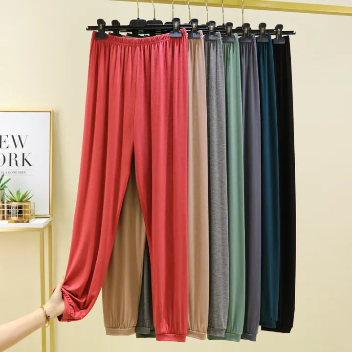 Modal%20Anti%20Mosquito%20Pants%20Women's%20Summer%20Thin%20Loose%20Large%20Size%20Pajamas%20High%20Waist%20All-Matching%20Solid%20Color%20Casual%20Ankle-Tied%20Long%20Pants%20-%20Image%202