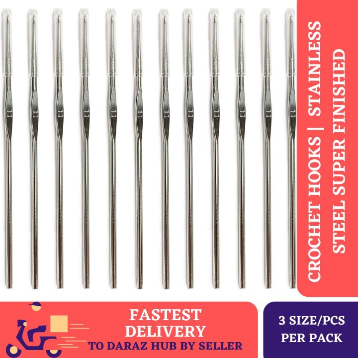 Crochet Hooks Stainless Steel l Size 10,11,12 | 1 Pack per Pack | Super Finnish | 1 Pack per Pack