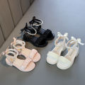 Girls sandals 2024 summer new Internet celebrity fashion korean version soft soles for middle and large children, students casual girls roman shoes. 