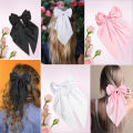 Hair Bows for Girls Ribbons Pink/White/Black Bow Girls Ribbon Hair Accessories for Woman Simple Satin Solid Spring Clip Hair Pin. 