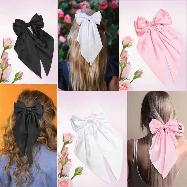 Hair%20Bows%20for%20Girls%20Ribbons%20Pink/White/Black%20Bow%20Girls%20Ribbon%20Hair%20Accessories%20for%20Woman%20Simple%20Satin%20Solid%20Spring%20Clip%20Hair%20Pin%20-%20Image%206