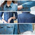 Jeans Shirt women 2019 Long Sleeve Slim Casual Vintage Elastic Ladies Denim Shirts Tops Blusas Feminina Woman Blouses and Tops. 