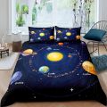 Solar System Duvet Cover Set Twin King Microfiber Outer Space Galaxy Bedding Set Universe Planet Astronomy King Size Quilt Cover. 