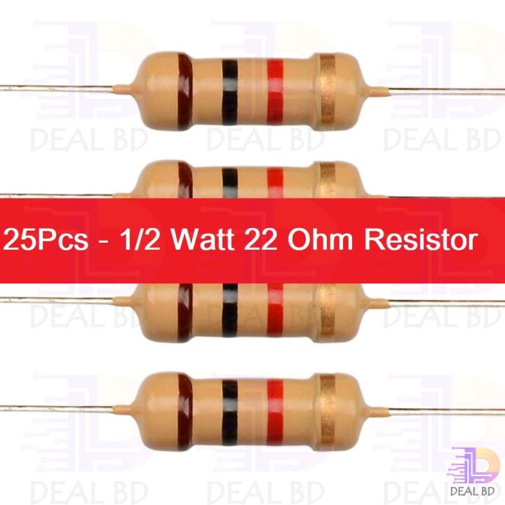 25Pcs%20-%201/2%20Watt%2022%20Ohm%20Resistor%201/2W%2022%20Ohm%20Carbon%20Film%20Resistor%2022%20Ohm%20Half%20Watt%20Resistance%200.5%20Watt%205%25%20Tolerance%20Fixed%20Resistors%20Passive%20Components%20-%20Image%202