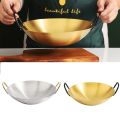 Flat Base Wok Pan Home Non Stick Loop Handles Frying Fry Pot Iron Carbon Bottom Steel Stainless Pans Flat Kitchen.