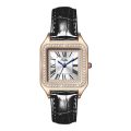 Women's Quartz Watch Real Leather Roman Alphabet Dial With Rhinestones Waterproof Scratch Resistant Watch Valentines Gift. 