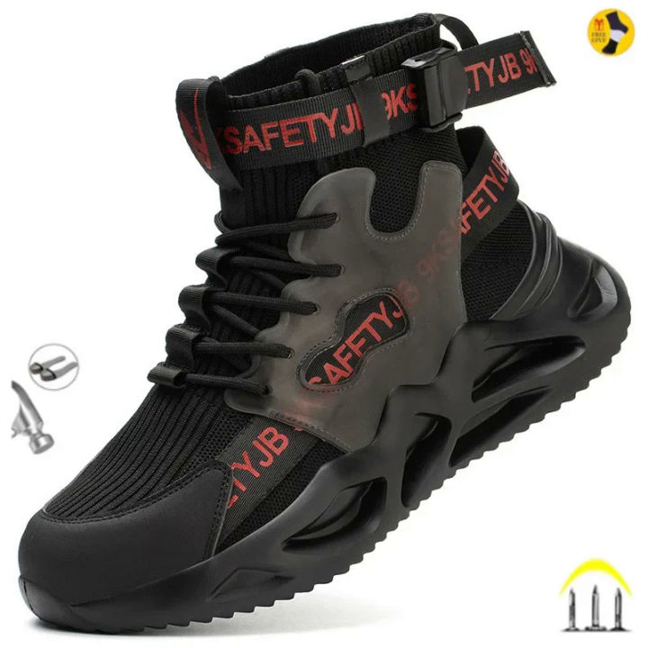 【selevn roind】 Fashion Work Boots Indestructible Steel Toe Cap Safety Shoes For Men Puncture-Proof Industrial Sneakers Adult Male Footwear