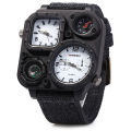SHIWEIBAO Watch Men's Multi Time Zone Personalized dial Sports denim strap quartz watch. 
