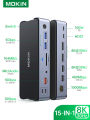 MOKiN USB C Hub Usb Type C Laptop Docking Station Multi-port Adapter HDMI RJ45 PD3.0 USB-A 2.0 3.0 SD/TF DP for Macbook Windows. 