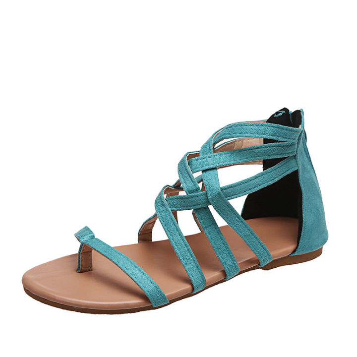 2021%20summer%20new%20European%20and%20American%20plus%20size%20woven%20flat%20back%20zipper%20roman%20sandals%20women's%20spot%20clip%20toe%20women's%20shoes%20-%20Image%205