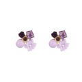 Sterling Silver Needle Purple Crystal Vintage Flower Earrings for Women 2024 New Special-Interest Design Noble Graceful Earrings. 