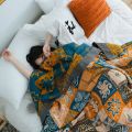 European Throw Blanket - Cotton Gauze Sofa Towel for Spring and Summer, Office Nap, Air Conditioning Blanket, King Size Bedspread. 