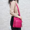 Small Soft Pu Leather Casual Women Bag Purse Wash White Shoulder Bags for Women Adjustable Pocket Ladies Crossbody Bag(23CMx25CMx5CM,).