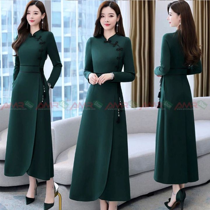 New Vintage Chinese Style Elegant Women Long Kurti, Fibric linen 2023
