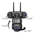 V380 Pro WiFi Outdoor IP Camera, 6MP(2MP+2MP+2MP)  Triple Lens Triple Screen Security Video Monitor, Night Vision, Waterproof CCTV Cameras. 