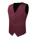 【Alien Alien】 Burgundy Red Solid Silk Men Suit Vest Pre-tied Bow Tie Set Wedding Party Formal Tuxedo Male Blazer Waistcoat Business Party Vest. 
