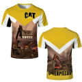 Men's T shirt CAT excavator pattern tees casual o-neck pullover outdoor sports short sleeve tops summer hot sales loose T-shirts. 