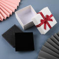 Square Box Engagement Ring Box Fashionable Velvet Interior Display Case Earrings Box Bow Design 1Pc Package Necklace Holder for.