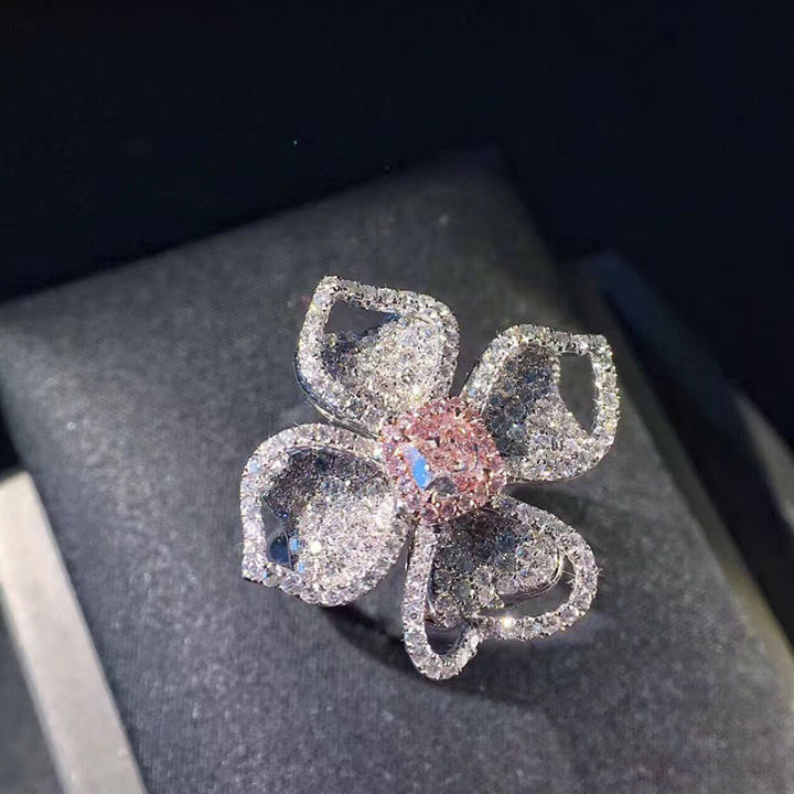 AliExpress%20fashion%20luxury%20light%20luxury%20group%20set%20pink%20diamond%20ring%20women,%20clover%20flowers,%20European%20and%20American%20full%20diamond%20rings%20-%20Image%202