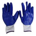 1 Pairs Nylon Work Gloves Nitrile Rubber Coated Working Gloves for Men, Women Blue.