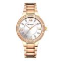 CURREN 9004 - Stainless Steel Analog Watch for Women - Rose Gold , White. 
