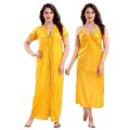 Sleep in Style with Women's 2-Part Long Solid Night Dress Set A Fashionable and Comfortable Choice for Nighttime Wardrobe.
