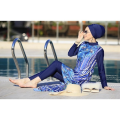 Women Muslim Swimwears Long Sleeves Sport swimming Togs Printed Stretch Full Cover Hijab 4pcs lslamic Burkinis Wear Bathing Suit. 