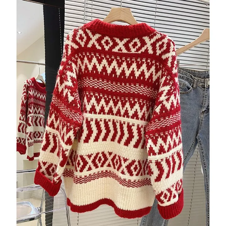 Christmas%20Red%20Sweater%20Women's%20Autumn%20and%20Winter%20New%20Popular%20Retro%20Loose%20Soft%20Glutinous%20Western%20Style%20Knitted%20Top%20-%20Image%207