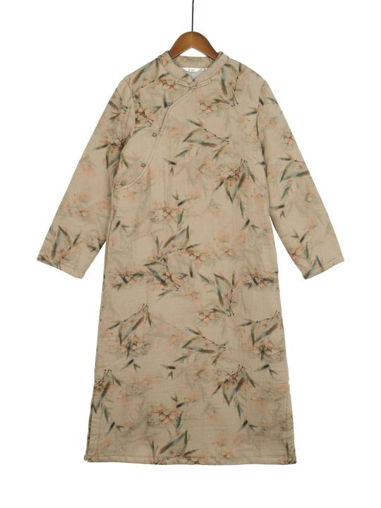Original%20women's%20clothing%20new%20Chinese%20diagonal%20placket%20digital%20printing%20padded%20long%20cheongsam%20Republic%20of%20China%20winter%20warm%20long%20cotton%20coat%20L23269%20-%20Image%204