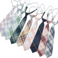 Alien JK Plaid Necktie Cotton Uniform School College Neckwear Small Lazy Ties Shirt Dress Accessories Young Girls Boy Daily Cravat 7CM.