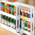 Cabinet Caddy (white)- Modular Rotating Spice Rack Organizer, Two 2-Tiered Shelves, Non-Skid Base.