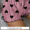 Two-Piece Heart Print Women's Pajamas Purple Blue Casual Homewear Comfortable Heart Print Pajama Sleepwear Set Heart Print Ice.