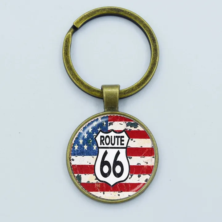Vintage%20ROUTE%2066%20Keychain%20Motorcycle%20Car%20Keyring%20Handmade%20Glass%20Cabochon%20Key%20Chain%20Holder%20Women%20Men%20Jewelry%20Gift%20-%20Image%206