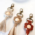Hand-woven Rustic Small Flower Tassel Keychain Creative Handmade Bag Car Wallet Pendant.