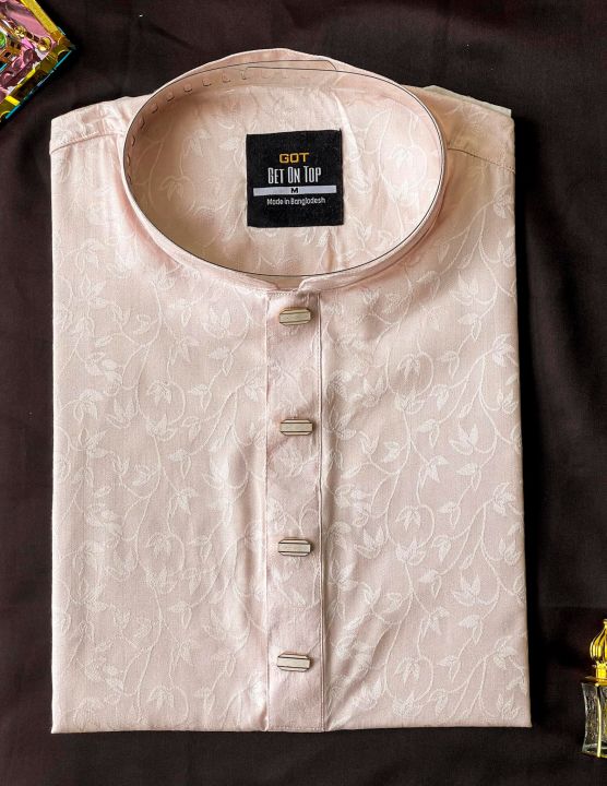 Men'S Panjabi Elite Premium Semi Long Panjabi For Men ( Snap Button/ টিপ বুতাম)