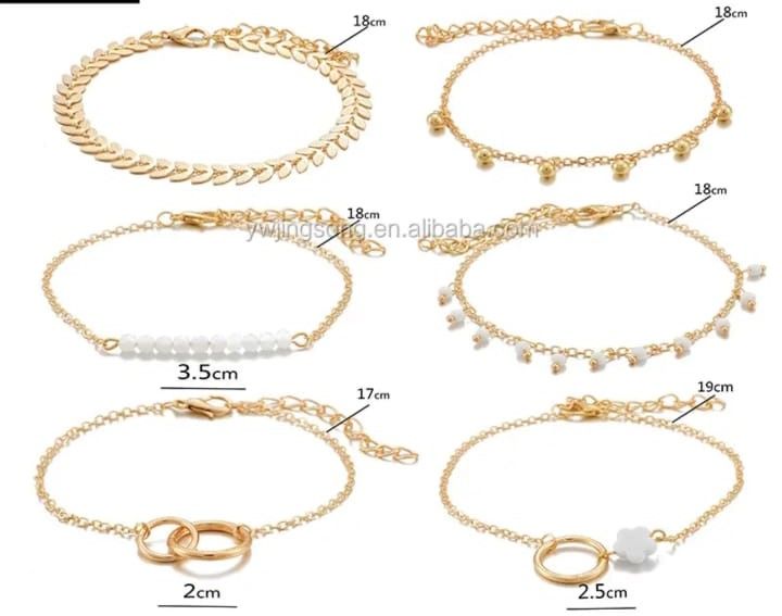 New Gold Bracelet Femme Jewelry Geometric Leaves Beads Layered