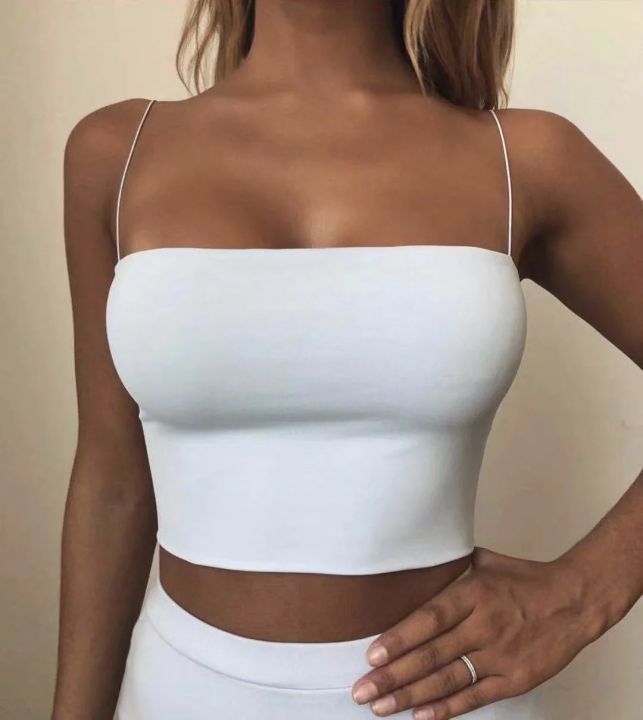 2024 Summer Women's Crop Top Elastic Cotton Camis sleeveless Short Tank Top Bar