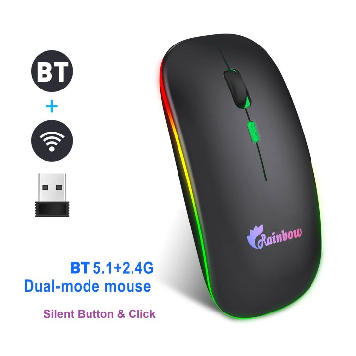 Rainbow%20Duel%20Mode%20Wireless%20Bluetooth%20Rechargeable%20Rgb%20Mouse%20-%20Mouse%20-%20Image%202