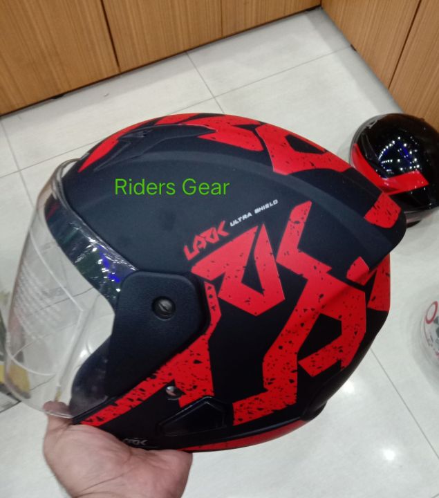 Vega Lark Red And Black Halfface Helmet For Riding Bike.