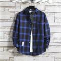 Ins Plaid Shirt Men's Outer Wear Trend All-match Long-sleeved Shirt. 