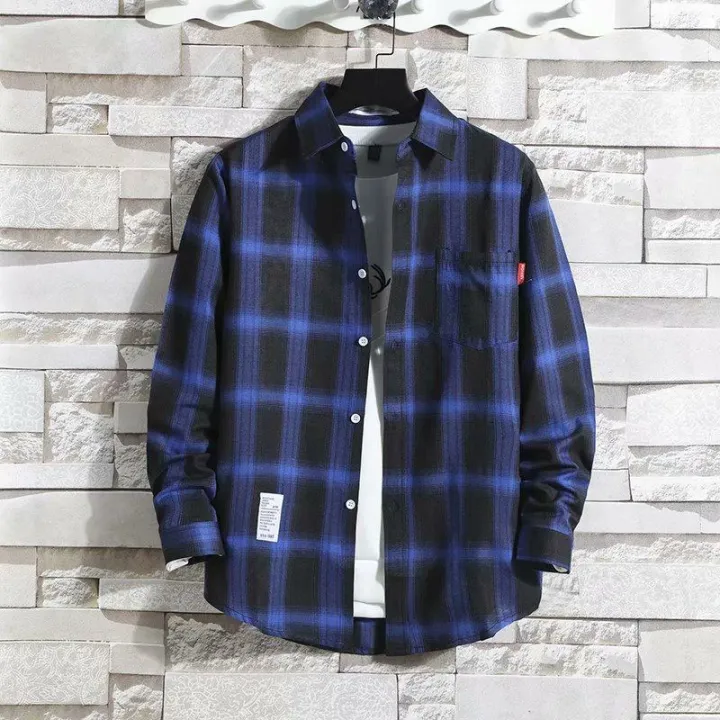 Ins%20Plaid%20Shirt%20Men's%20Outer%20Wear%20Trend%20All-match%20Long-sleeved%20Shirt%20-%20Image%204