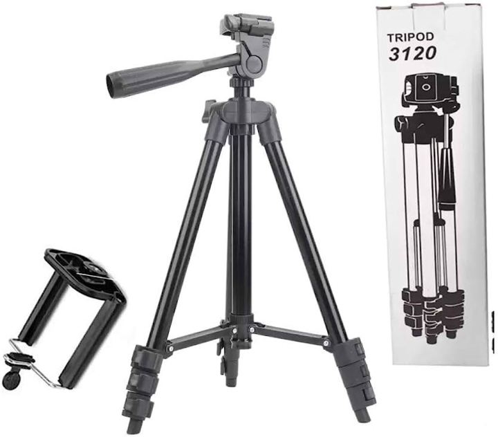 Tripod%203120%20Camera%20Stand%20with%20Phone%20Holder%20Clip%20---%20Black%20-%20Image%202