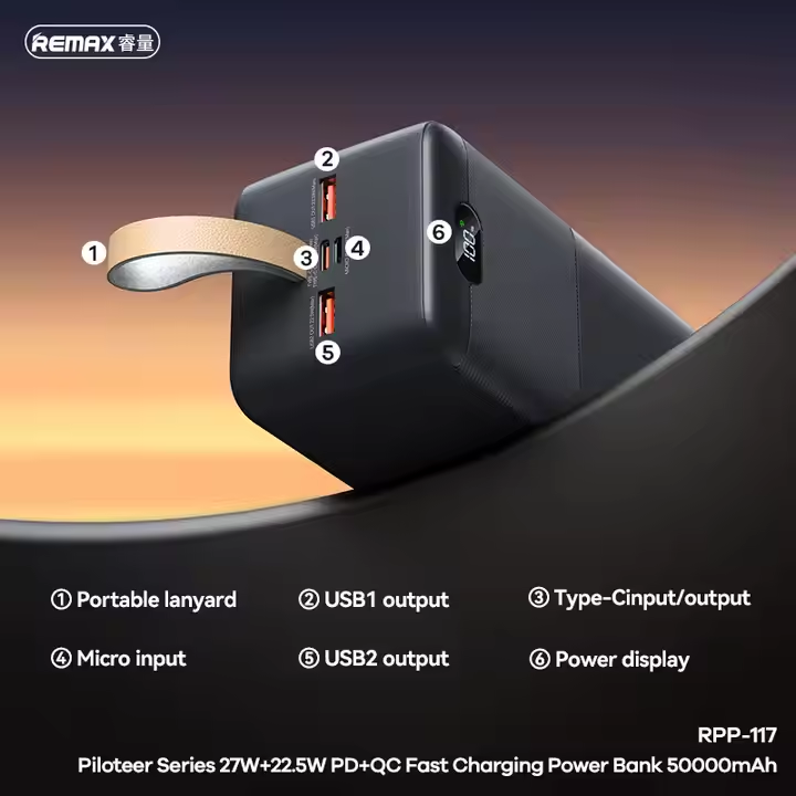 Remax%20RPP-117%2027W%20Fast%20Charging%20(PD%2027W+QC%2022.5W)%20Piloteer%20Series%2050000mAh%20Power%20Bank%20-%20White%20-%20Image%202